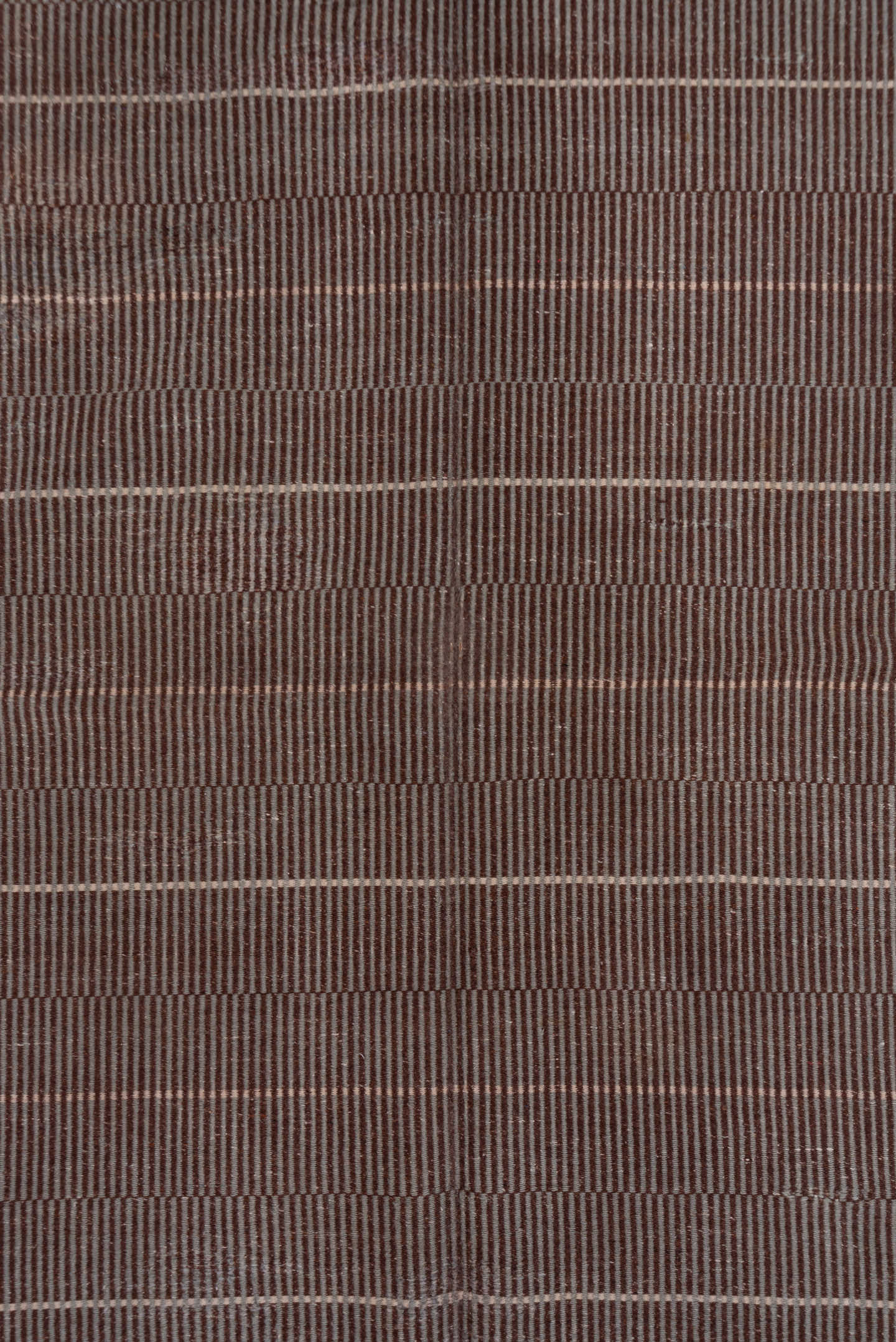 6' x 9' one-of-a-kind handmade vintage Flatweave medium size rug. Color palette: brown, taupe, ivory, mahogany, beige, gray