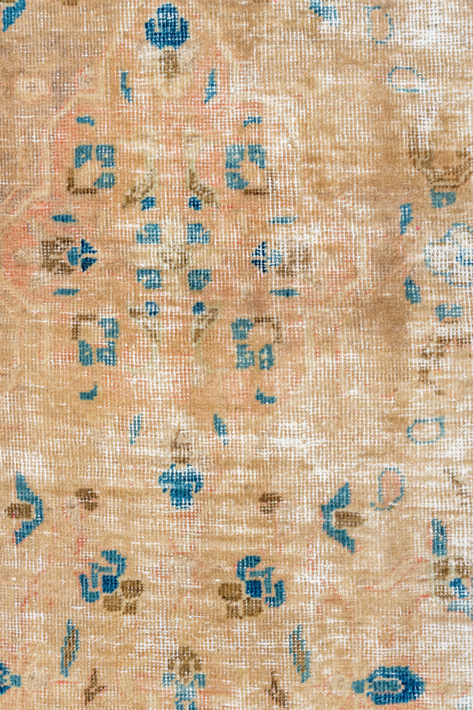 3' x 13' one-of-a-kind handmade vintage Tabriz runner rug. Color palette: tan, ivory, turquoise, taupe, brown, beige, teal