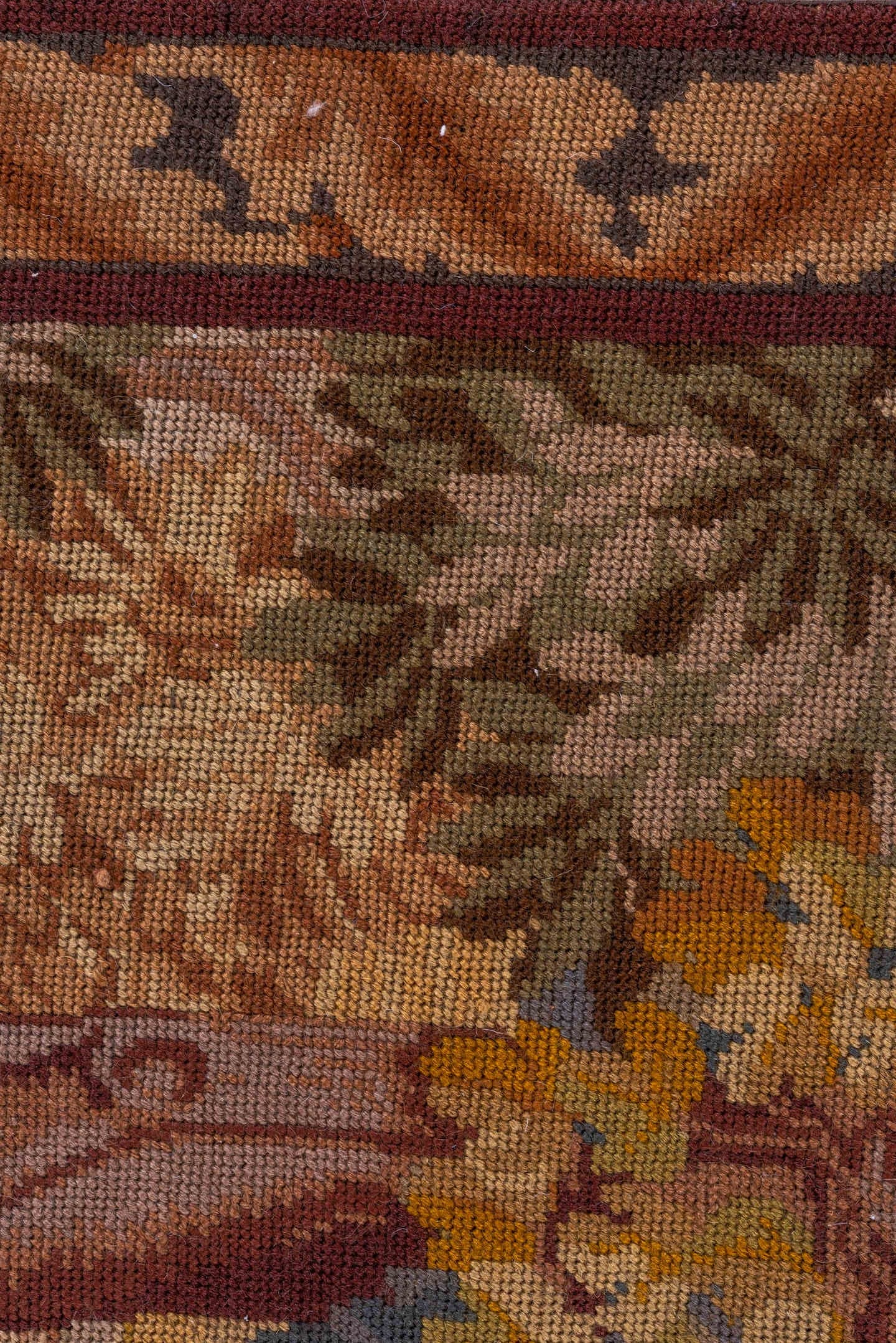 2' x 3' one-of-a-kind handmade vintage Tapestry small size rug. Color palette: taupe, rose, rust, ivory, gold, sage, slate