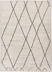 8' x 12' one-of-a-kind handmade vintage Tulu large size rug. Color palette: ivory, brown, cream, taupe, beige, gray
