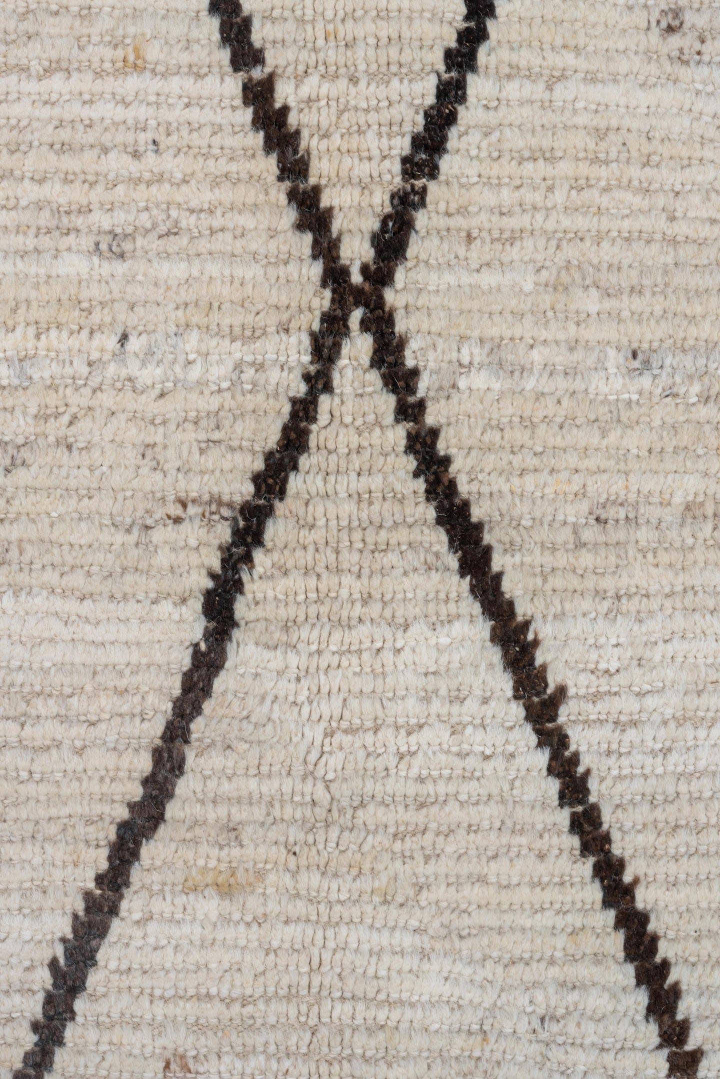 8' x 12' one-of-a-kind handmade vintage Tulu large size rug. Color palette: ivory, brown, cream, taupe, beige, gray