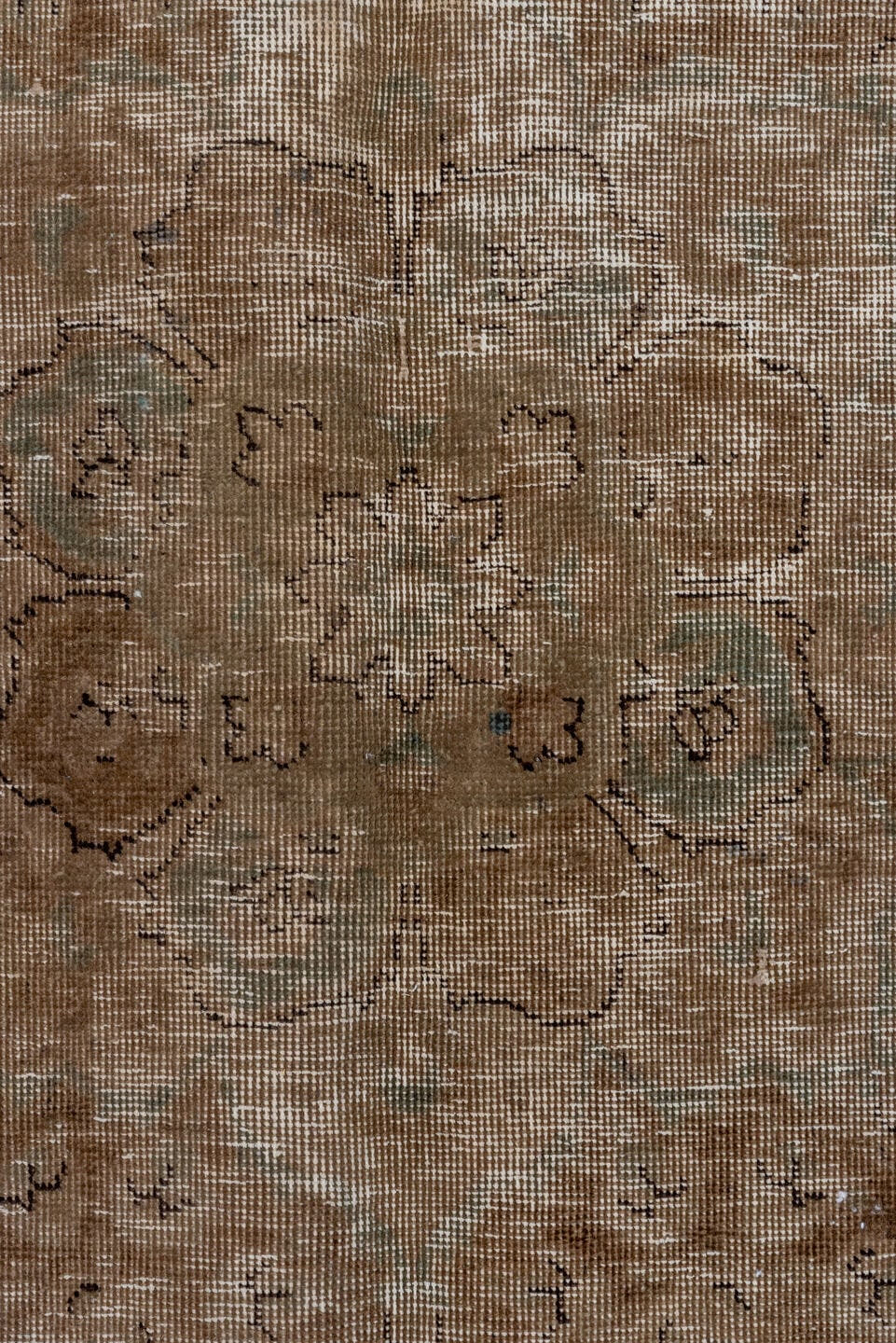 6' x 9' one-of-a-kind handmade vintage Distressed medium size rug. Color palette: taupe, brown, beige, camel, charcoal, gray