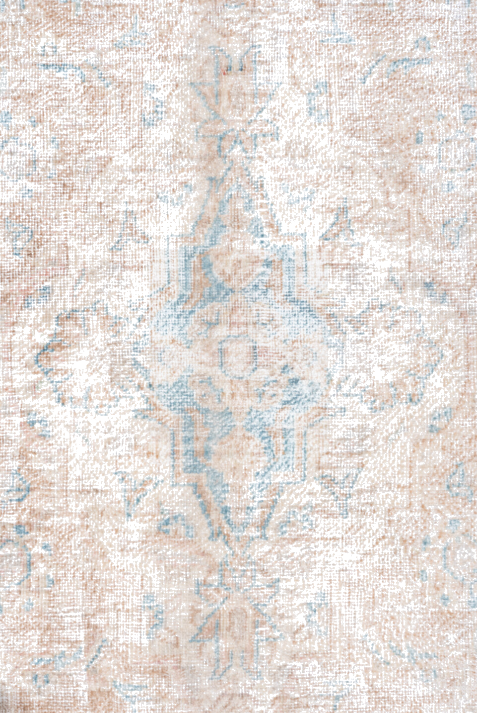 10' x 14' one-of-a-kind handmade vintage Distressed large size rug. Color palette: gainsboro, ghost white, gray, light blue