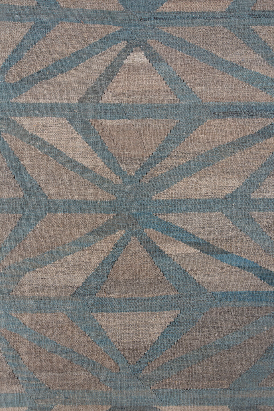 10' x 12' one-of-a-kind handmade vintage Kilim large size rug. Color palette: blue_gray, taupe, slate, dusty_rose, ivory