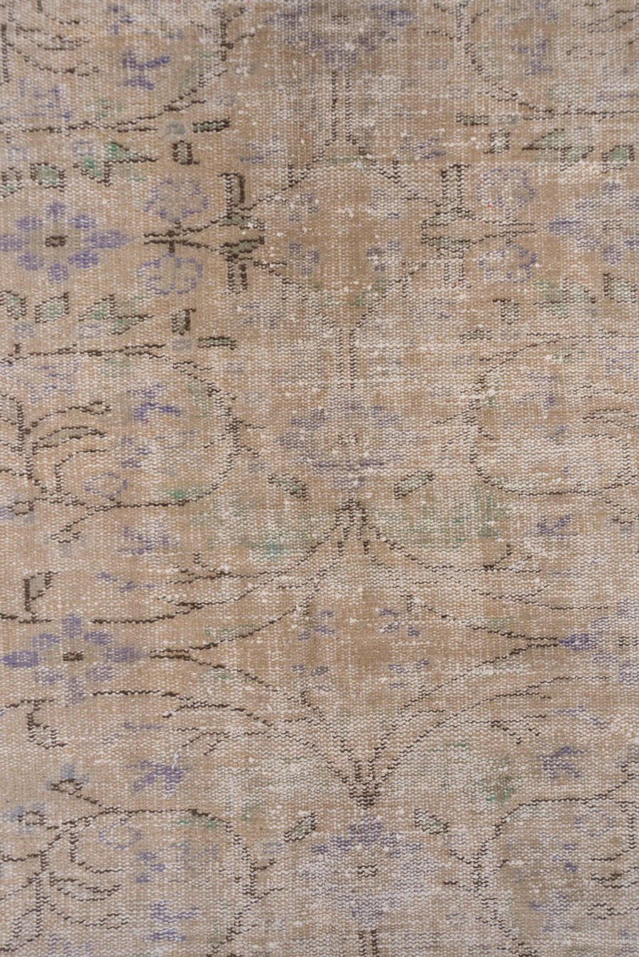 6' x 9' one-of-a-kind handmade vintage Sparta medium size rug. Color palette: taupe, beige, ivory, lavender, sage, brown