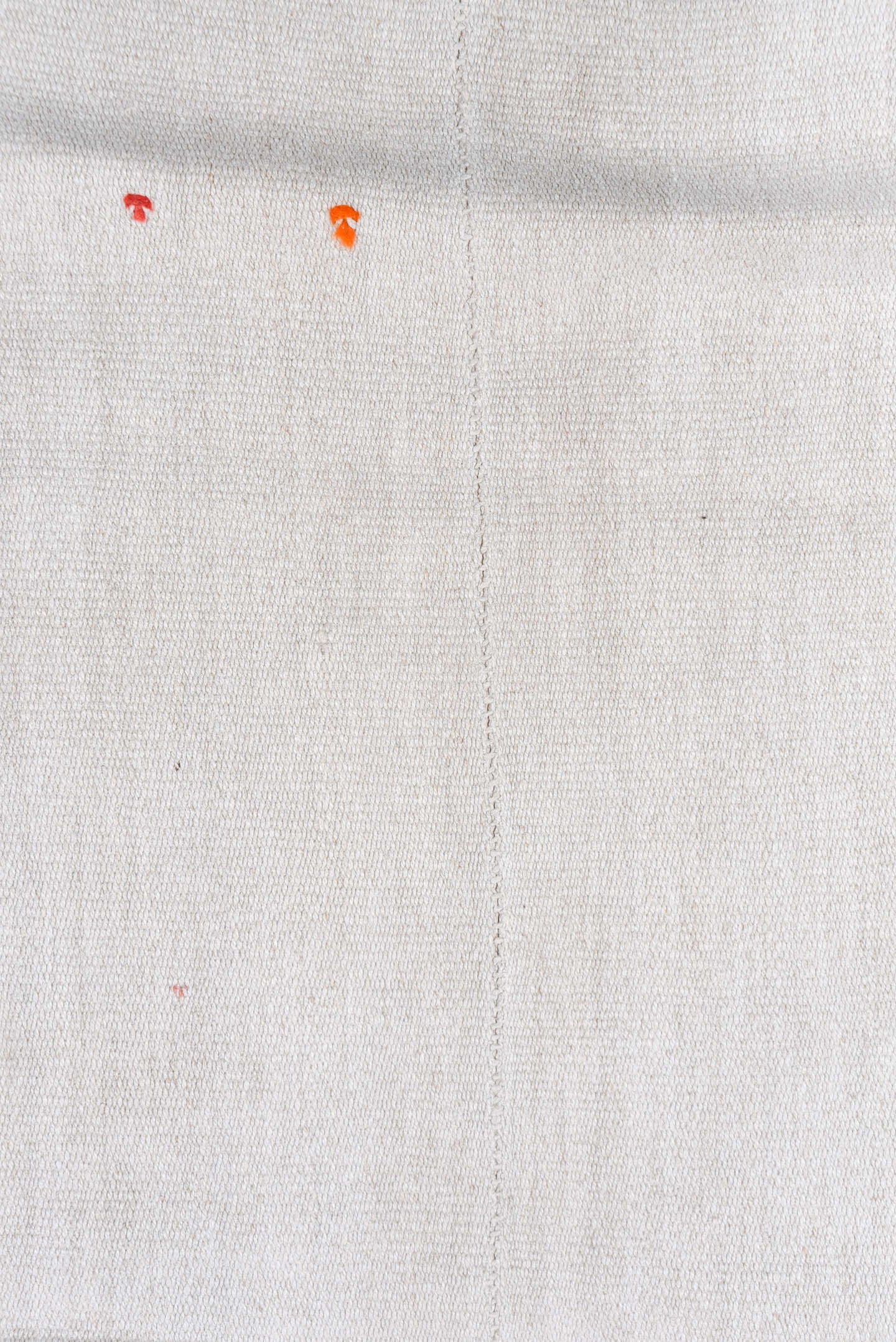 7' x 8' one-of-a-kind handmade vintage Hemp Kilim rug. Color palette: ivory, cream, taupe, rust, orange, brown, pale peach