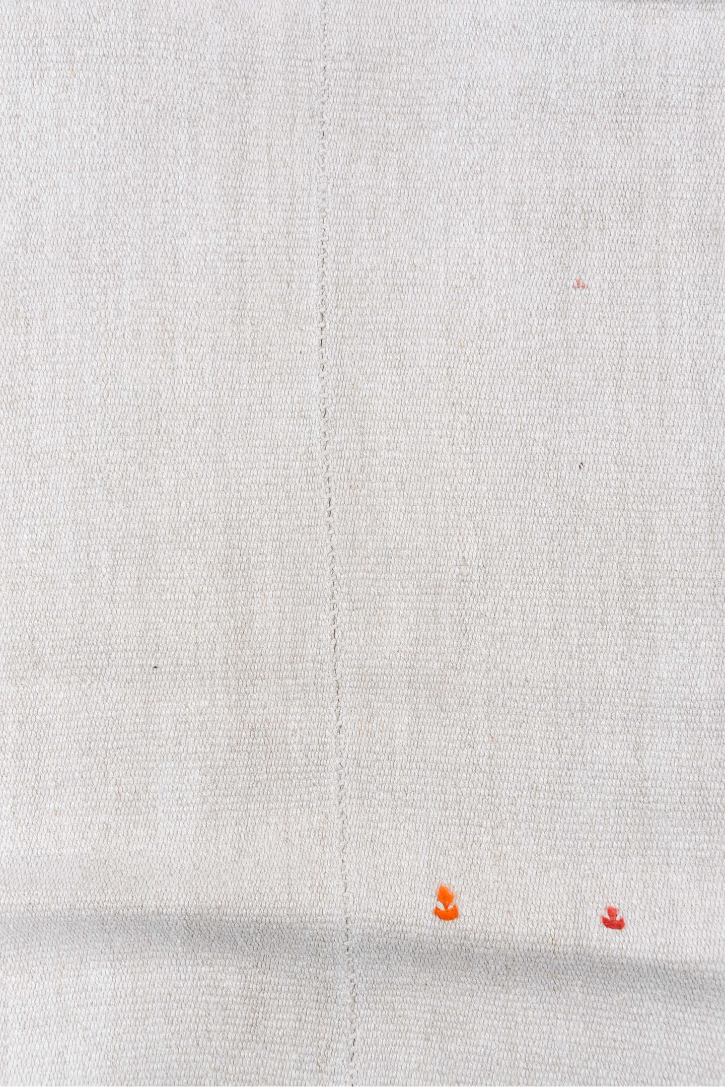 7' x 8' one-of-a-kind handmade vintage Hemp Kilim rug. Color palette: ivory, cream, taupe, rust, orange, brown, pale peach