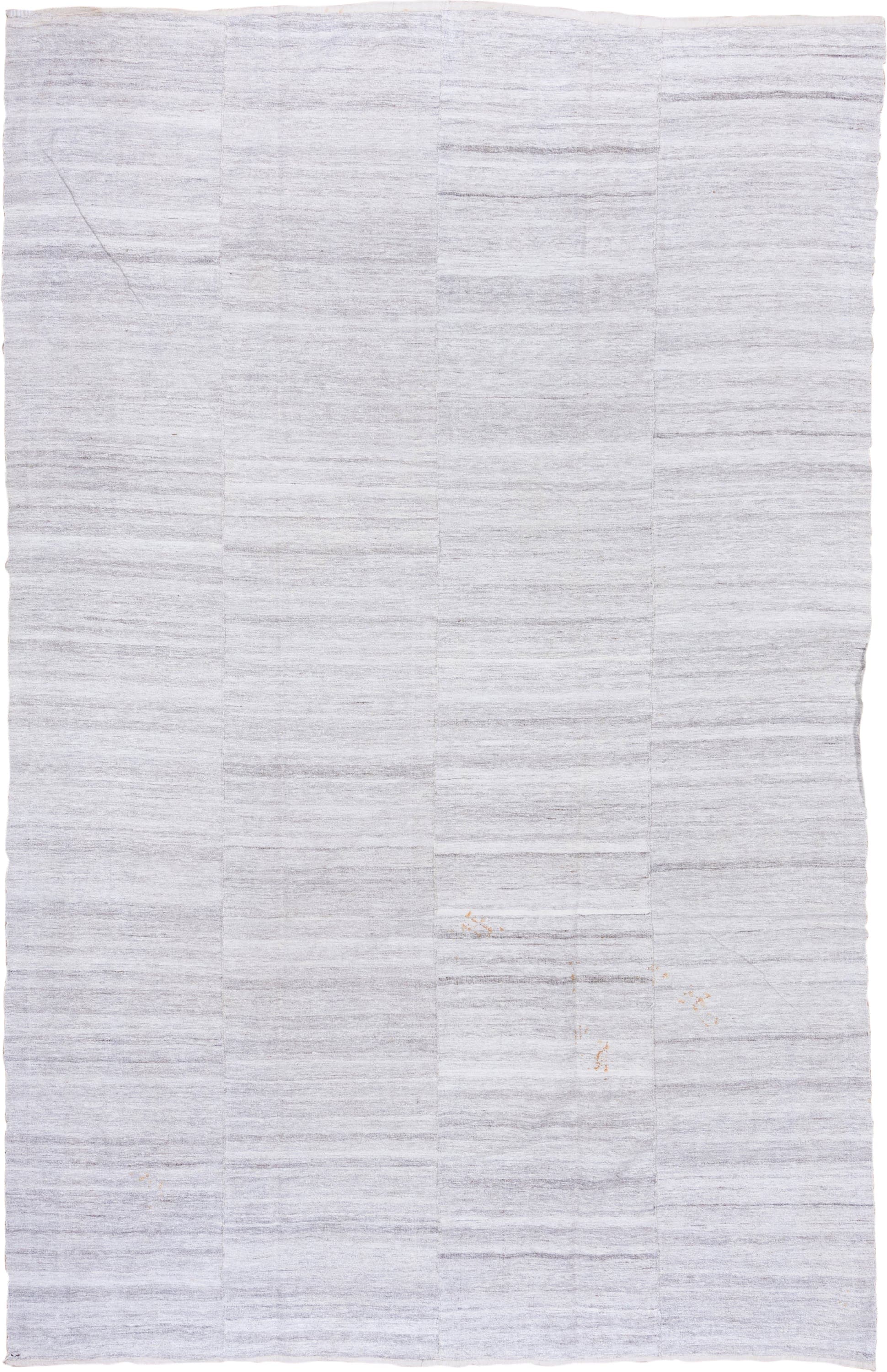 8' x 12' one-of-a-kind handmade vintage Hemp Kilim large size rug. Color palette: ivory, light gray, taupe, camel, beige