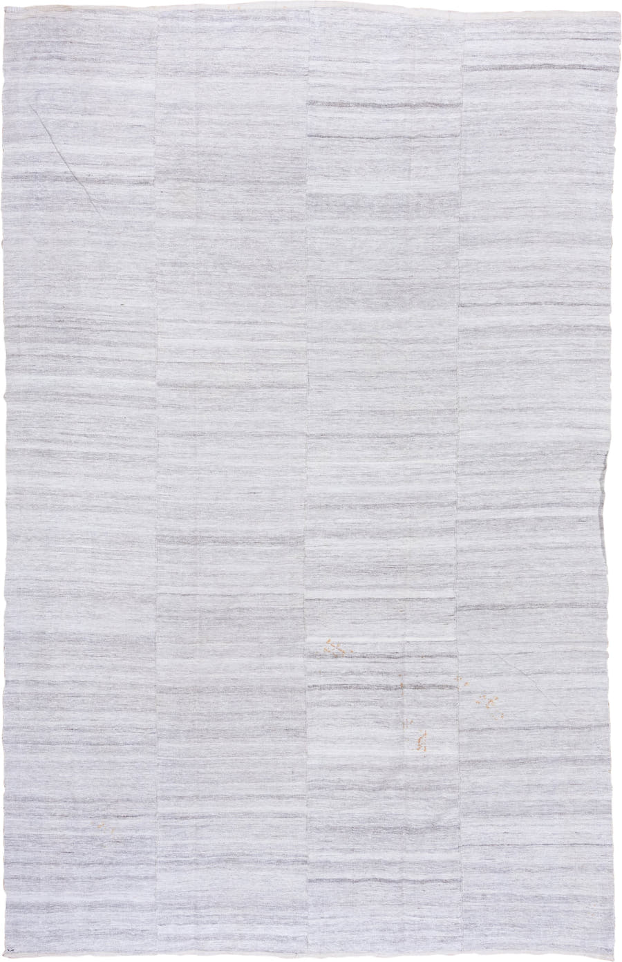 8' x 12' one-of-a-kind handmade vintage Hemp Kilim large size rug. Color palette: ivory, light gray, taupe, camel, beige