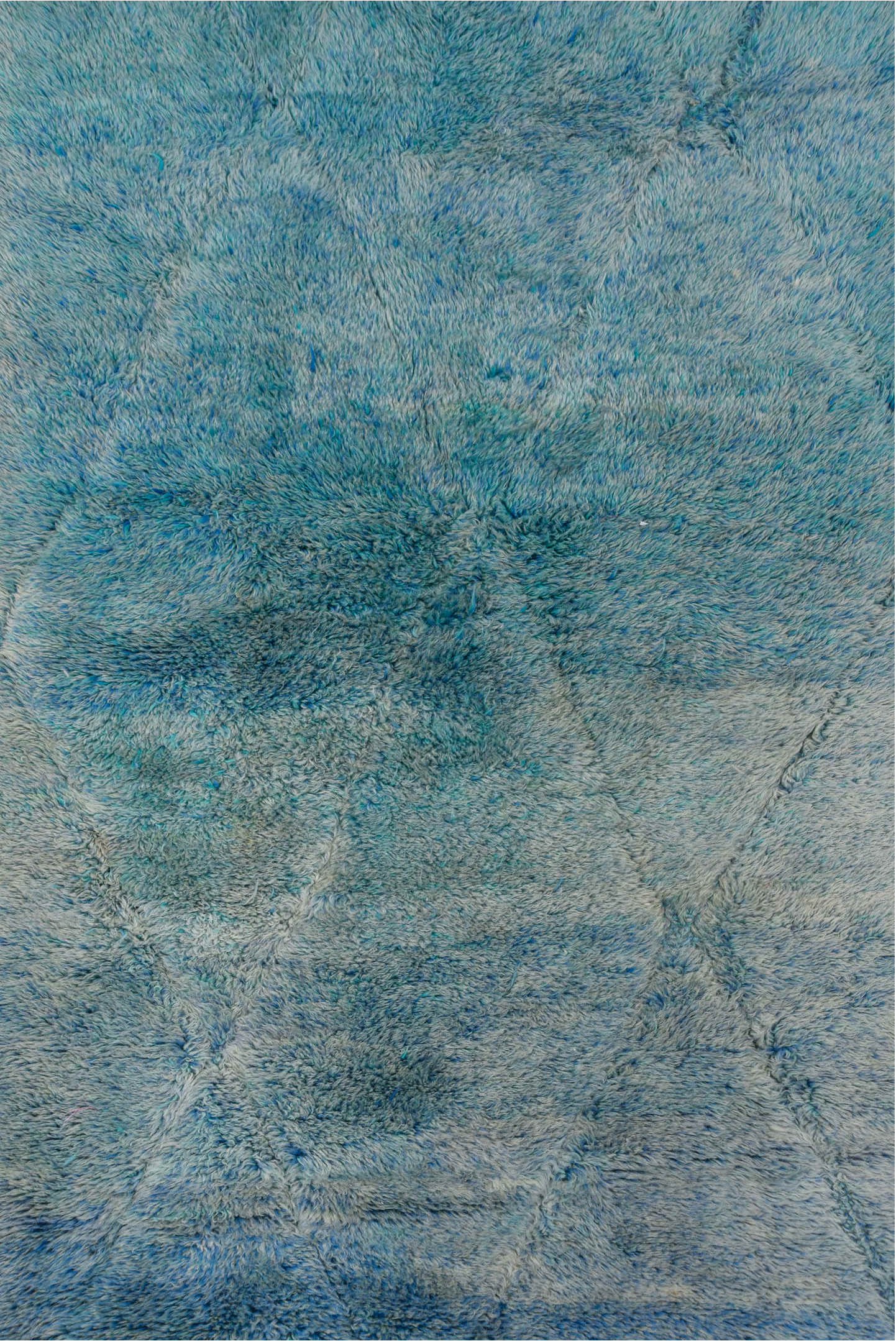 2' x 13' one-of-a-kind handmade vintage Moroccan runner rug. Color palette: blue, dark slate gray, gray, light blue