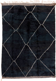 9' x 12' one-of-a-kind handmade vintage Moroccan large size rug. Color palette: charcoal, ivory, slate, taupe, gray, black