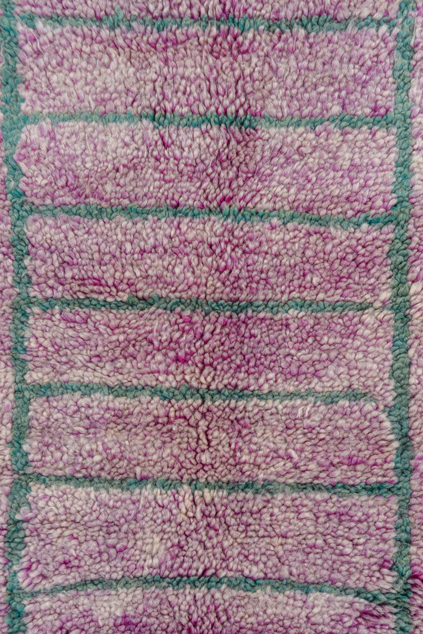 5' x 6' one-of-a-kind handmade vintage Moroccan rug. Color palette: mauve, ivory, mint, rose, pink, purple, green, red
