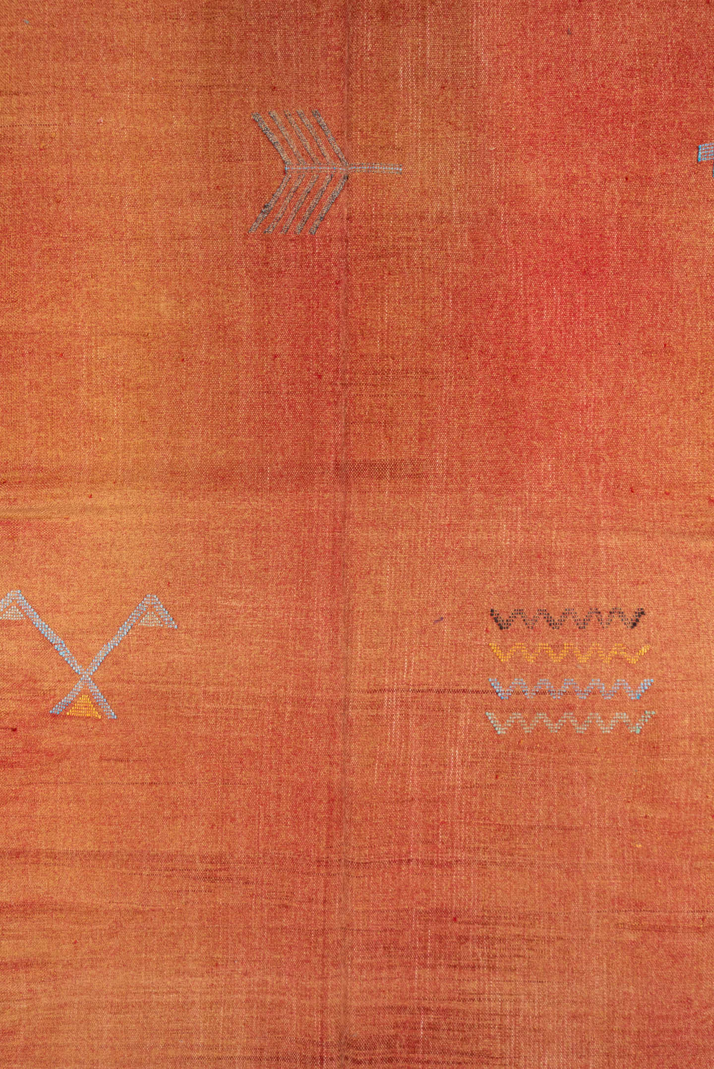 5' x 9' one-of-a-kind handmade vintage Cactus Kilim medium size rug. Color palette: terra cotta, rust, dusty lavender, gold