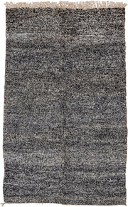 5' x 7' one-of-a-kind handmade vintage Moroccan rug. Color palette: charcoal, ivory, black, cream, gray
