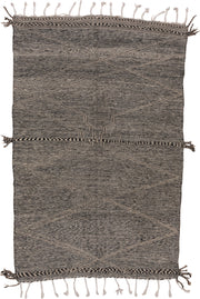 6' x 10' one-of-a-kind handmade vintage Kilim large size rug. Color palette: charcoal, ivory, taupe, gray, black, beige