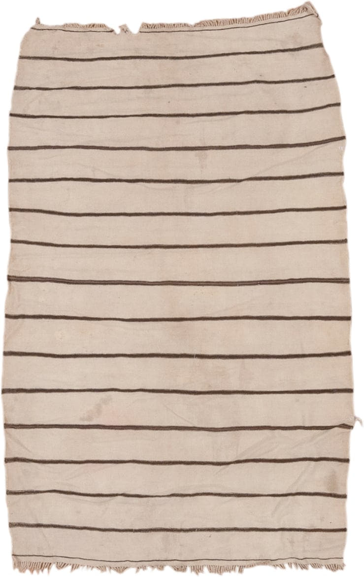 2' x 3' one-of-a-kind handmade vintage Textile small size rug. Color palette: ivory, charcoal, cream, taupe, gray, black