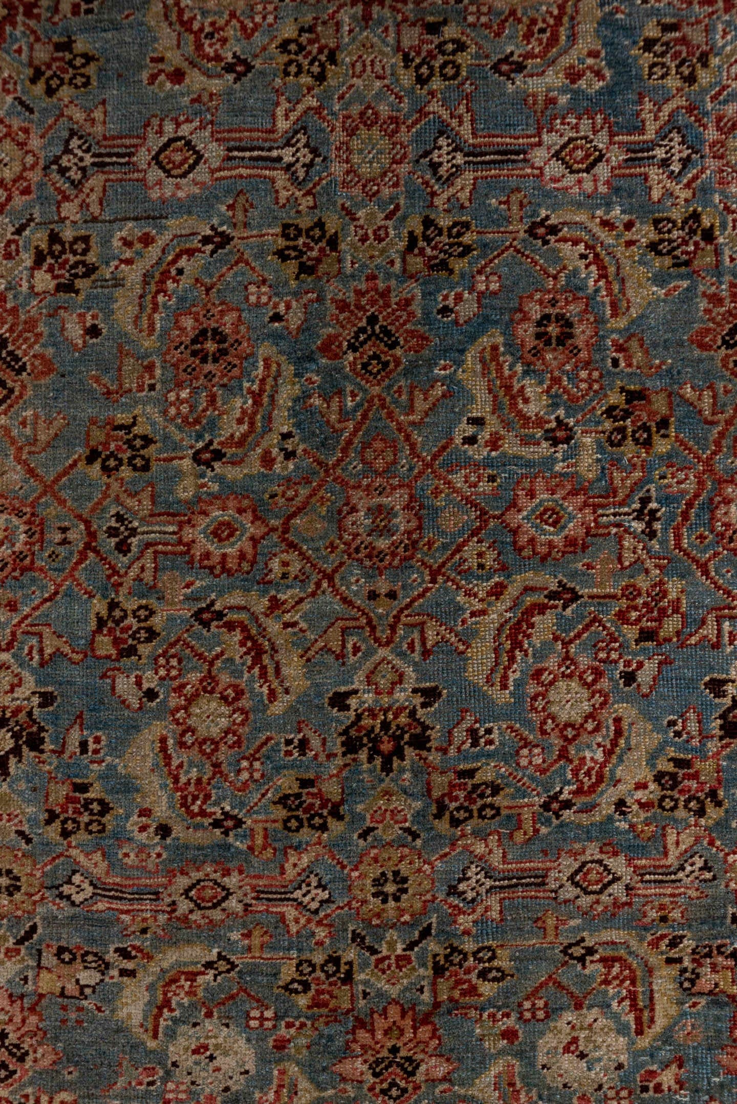 3' x 14' one-of-a-kind handmade antique Bidjar runner rug. Color palette: blue, ivory, rust, brown, terracotta, charcoal