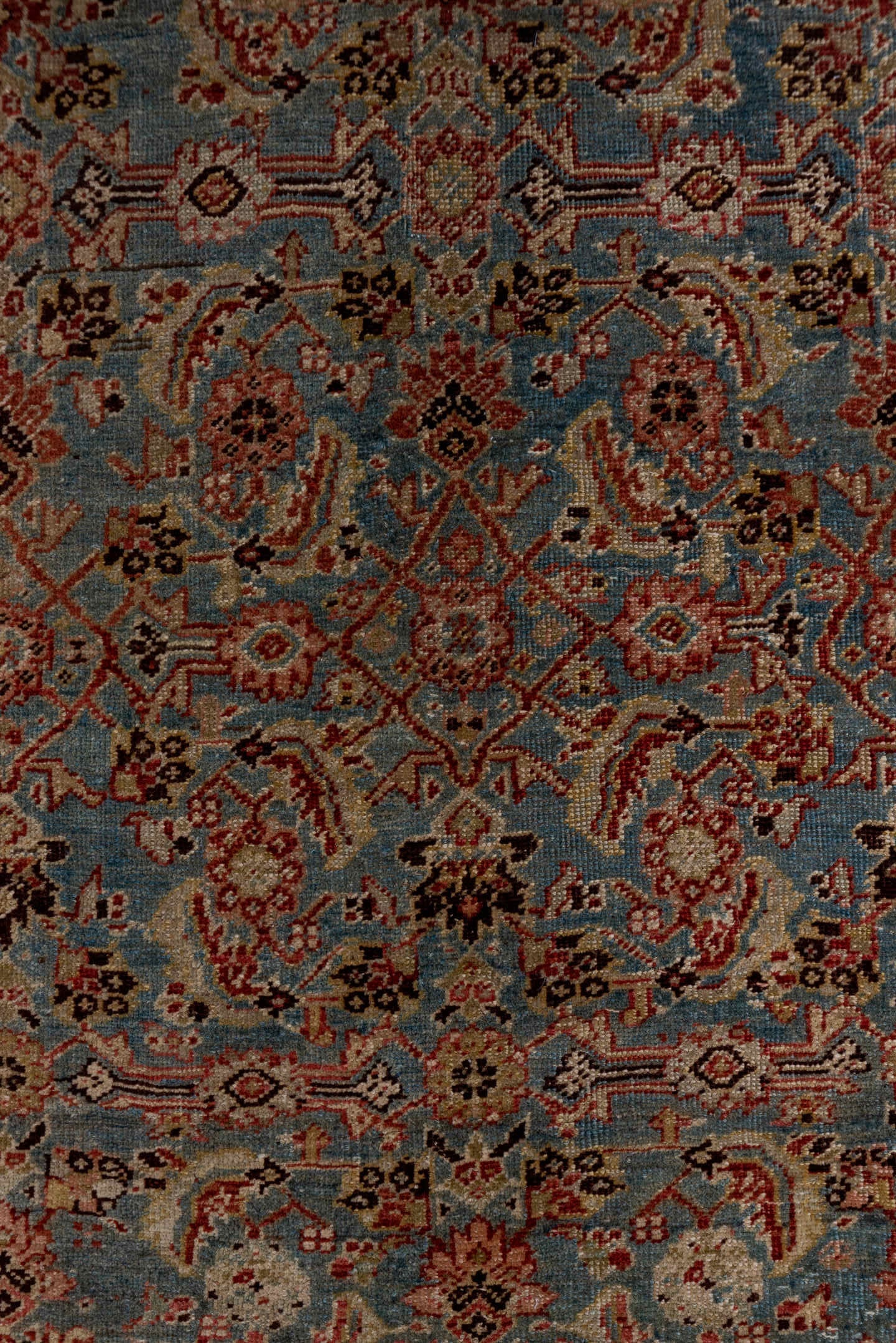 3' x 14' one-of-a-kind handmade antique Bidjar runner rug. Color palette: blue, ivory, rust, brown, terracotta, charcoal