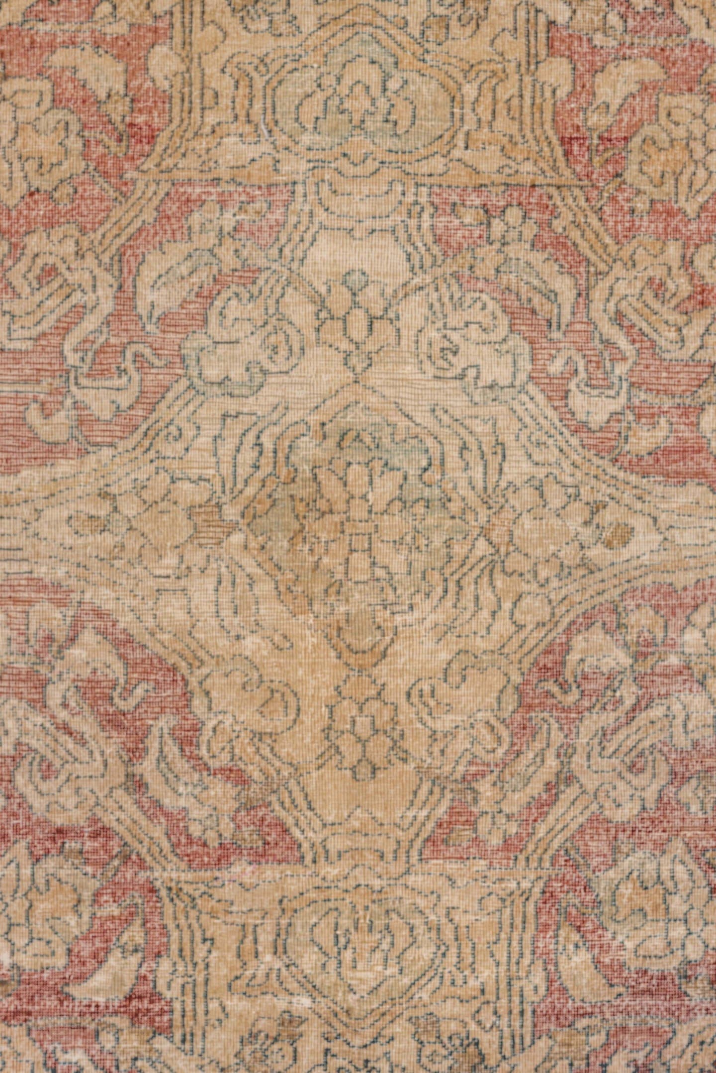 11' x 15' one-of-a-kind handmade antique Isfahan oversize rug. Color palette: ivory, rose, taupe, slate, beige, dusty blue