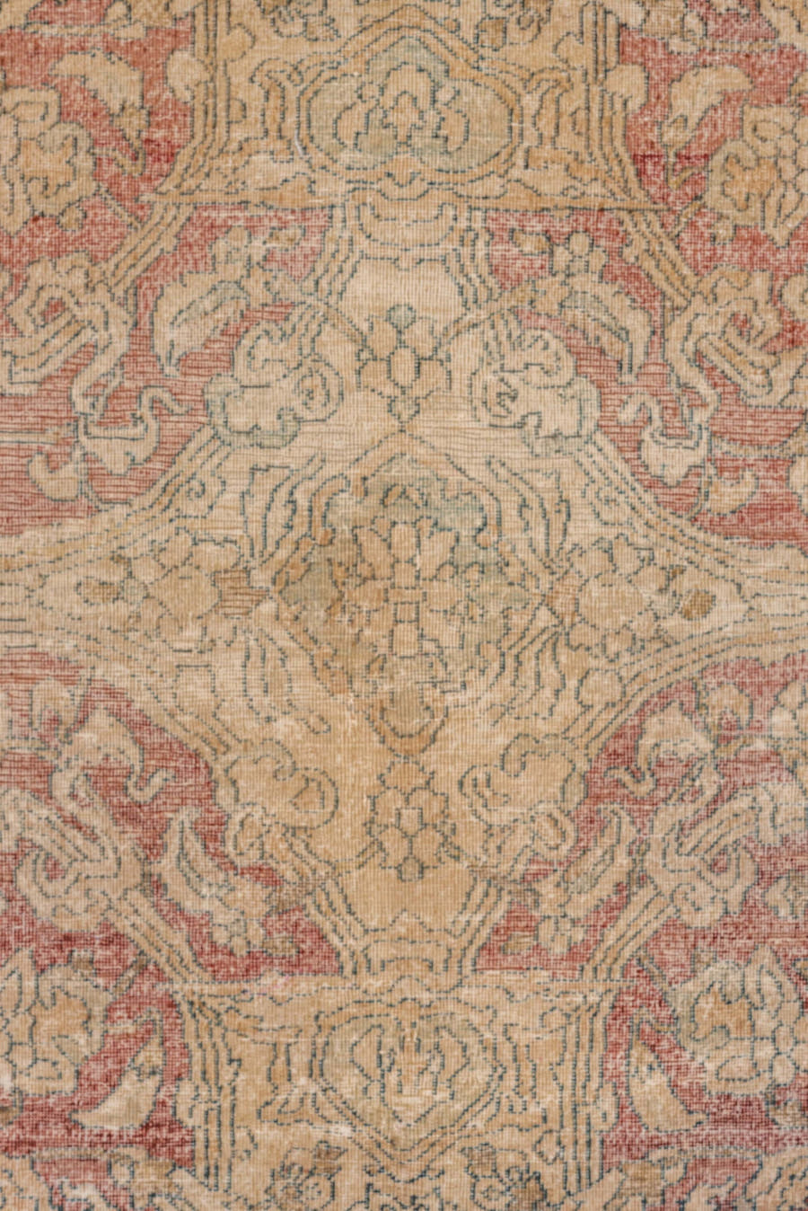 11' x 15' one-of-a-kind handmade antique Isfahan oversize rug. Color palette: ivory, rose, taupe, slate, beige, dusty blue