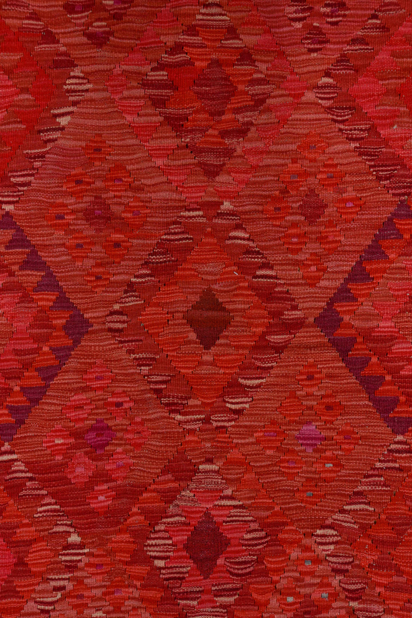 5' x 8' one-of-a-kind handmade vintage Kilim medium size rug. Color palette: magenta, crimson, fuchsia, rose, burgundy