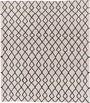 8' x 9' one-of-a-kind handmade vintage Kilim rug. Color palette: ivory, charcoal, gray, black