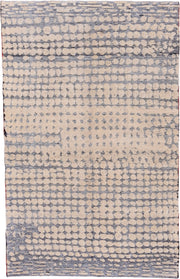 5' x 8' one-of-a-kind handmade handmade Modern medium size rug. Color palette: ivory, slate, gray, charcoal, black