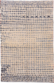 5' x 8' one-of-a-kind handmade handmade Modern medium size rug. Color palette: ivory, slate, charcoal, cream, rose, gray