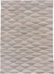8' x 11' one-of-a-kind handmade vintage Kilim large size rug. Color palette: ivory, taupe, gray, greige, stone, beige