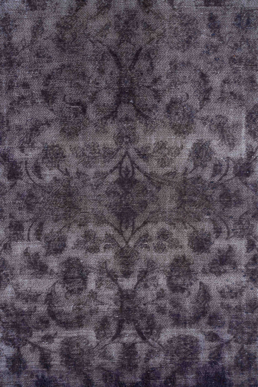 9' x 13' one-of-a-kind handmade vintage Sparta large size rug. Color palette: violet, lavender, charcoal, taupe, ivory, pink
