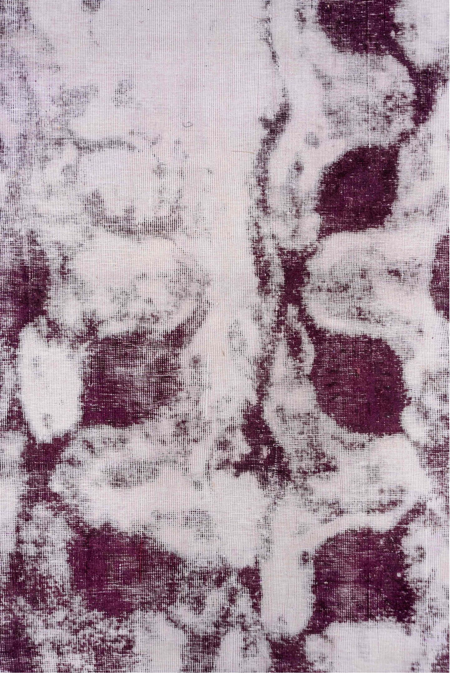 9' x 12' one-of-a-kind handmade vintage Overdyed large size rug. Color palette: ivory, plum, rose, taupe, pink, purple, red