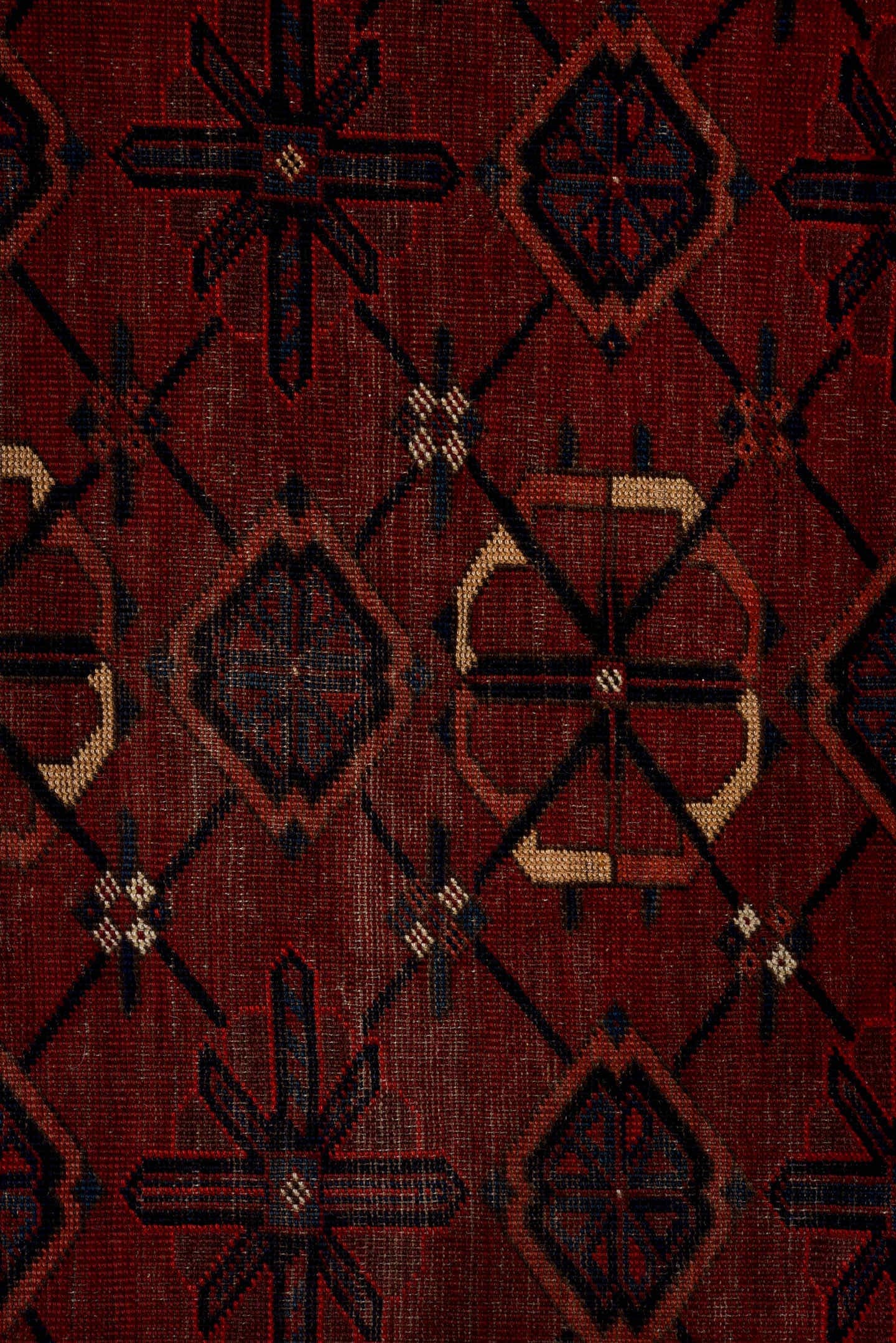3' x 6' one-of-a-kind handmade vintage Torkaman small size rug. Color palette: red, burgundy, navy, ivory, rust, charcoal