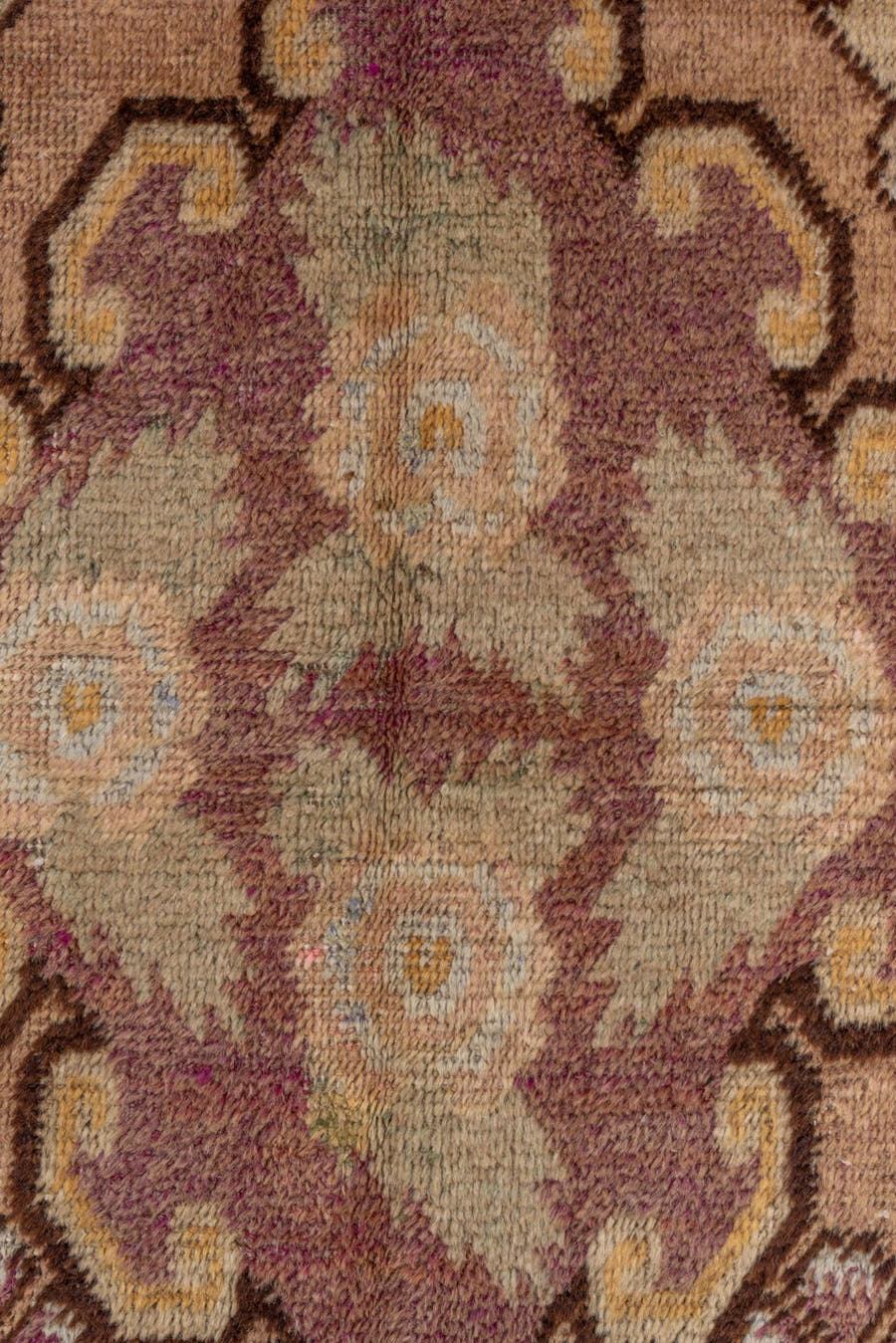 4' x 6' one-of-a-kind handmade antique Khotan small size rug. Color palette: camel, brown, ivory, rose, pale blue, gold