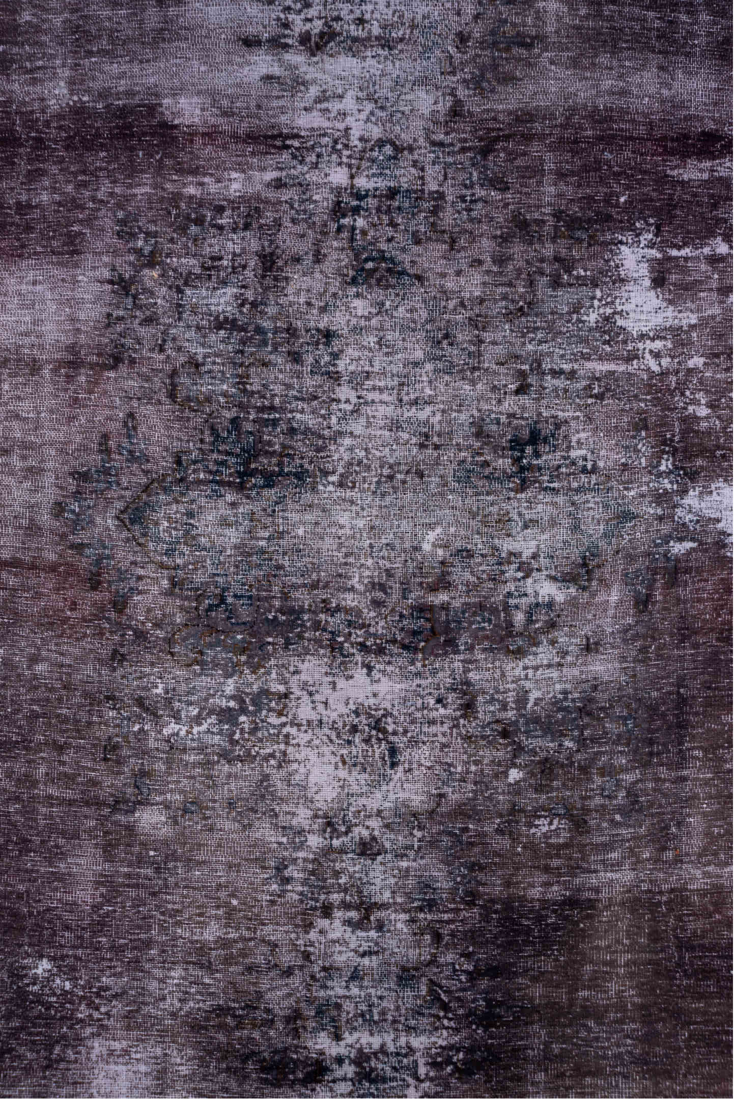 9' x 13' one-of-a-kind handmade vintage Distressed large size rug. Color palette: blue, dim gray, gray, light blue