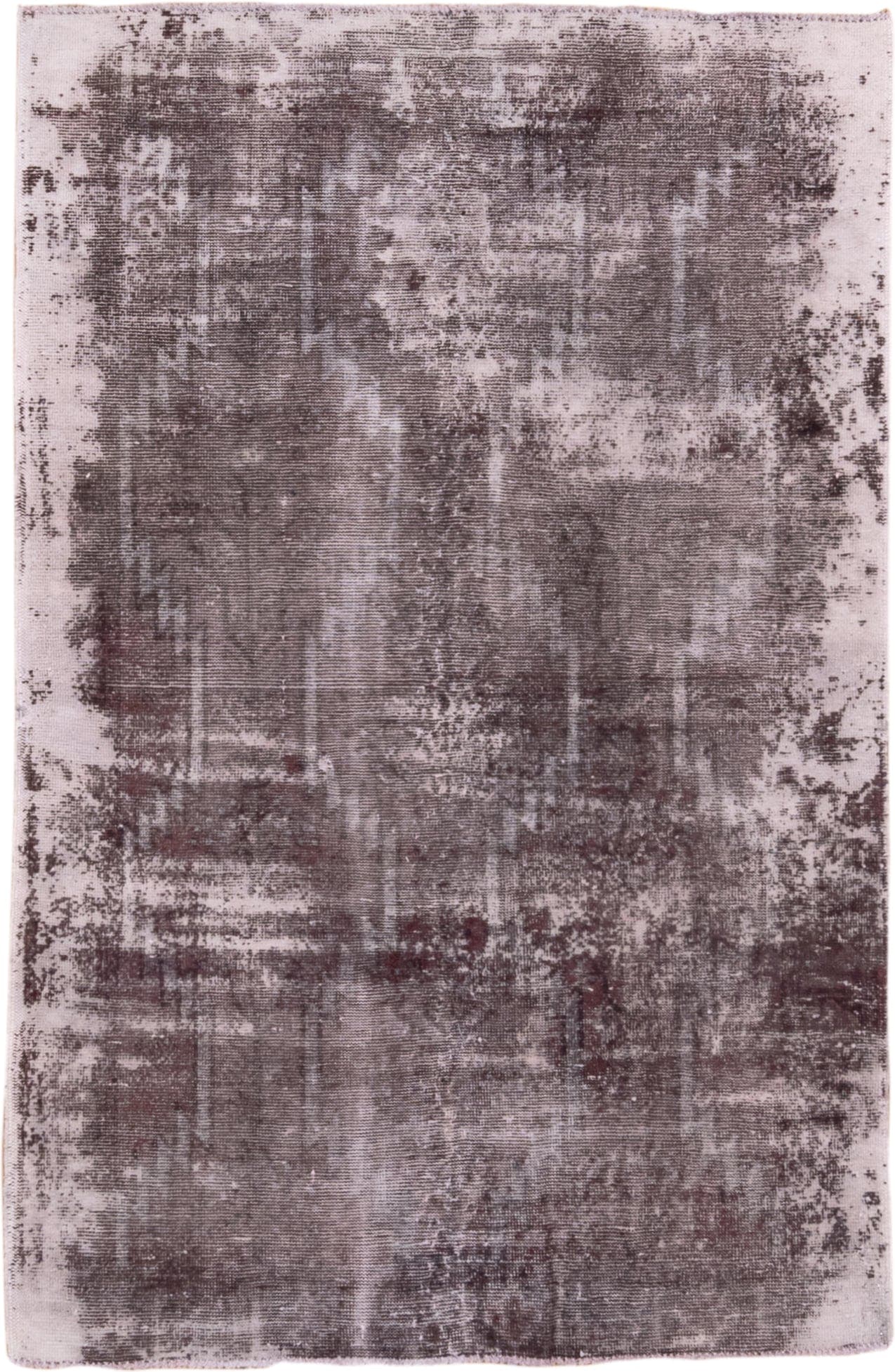 4' x 5' one-of-a-kind handmade vintage Distressed small size rug. Color palette: taupe, mauve, charcoal, rose, ivory, beige
