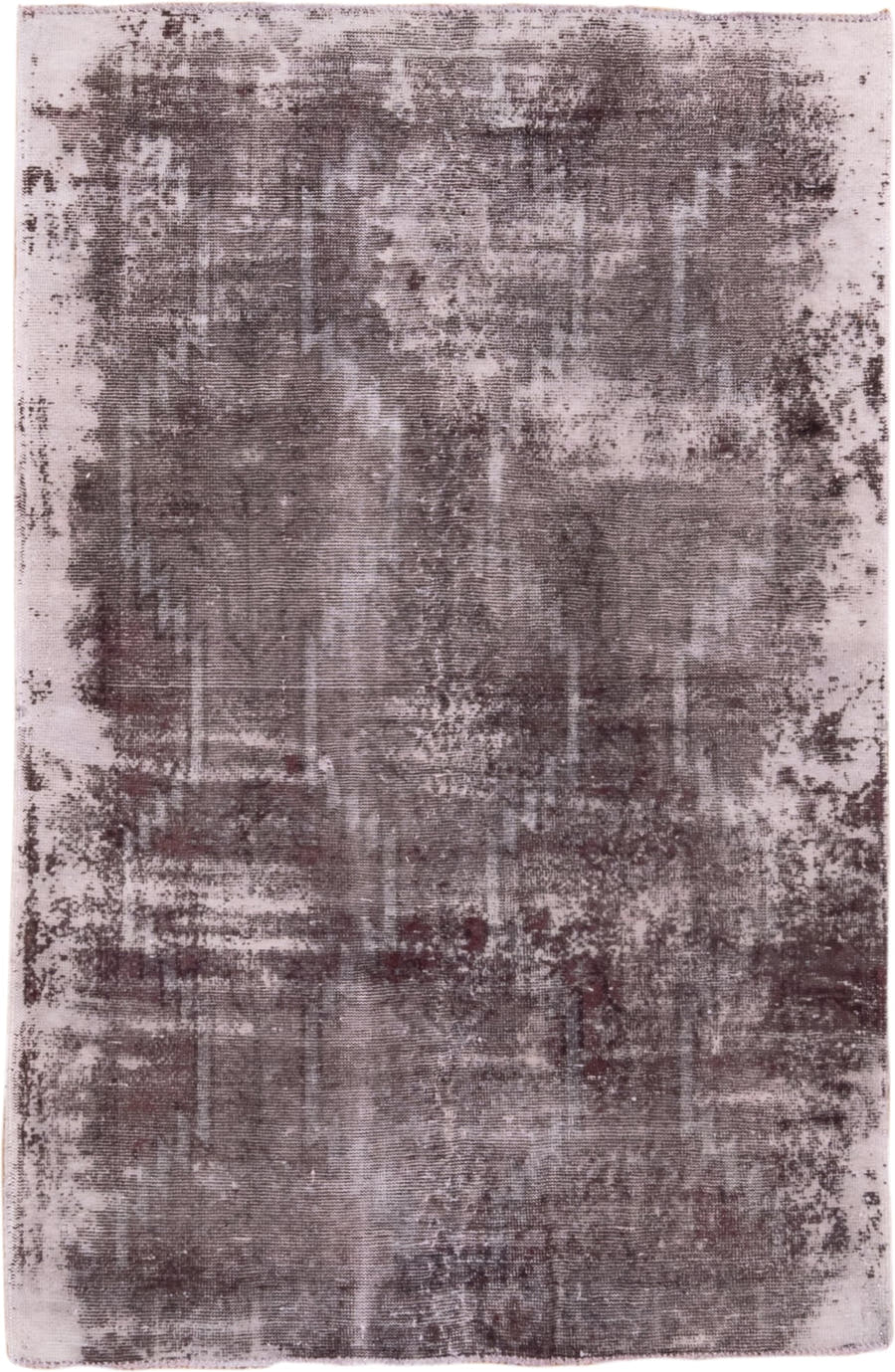 4' x 5' one-of-a-kind handmade vintage Distressed small size rug. Color palette: taupe, mauve, charcoal, rose, ivory, beige