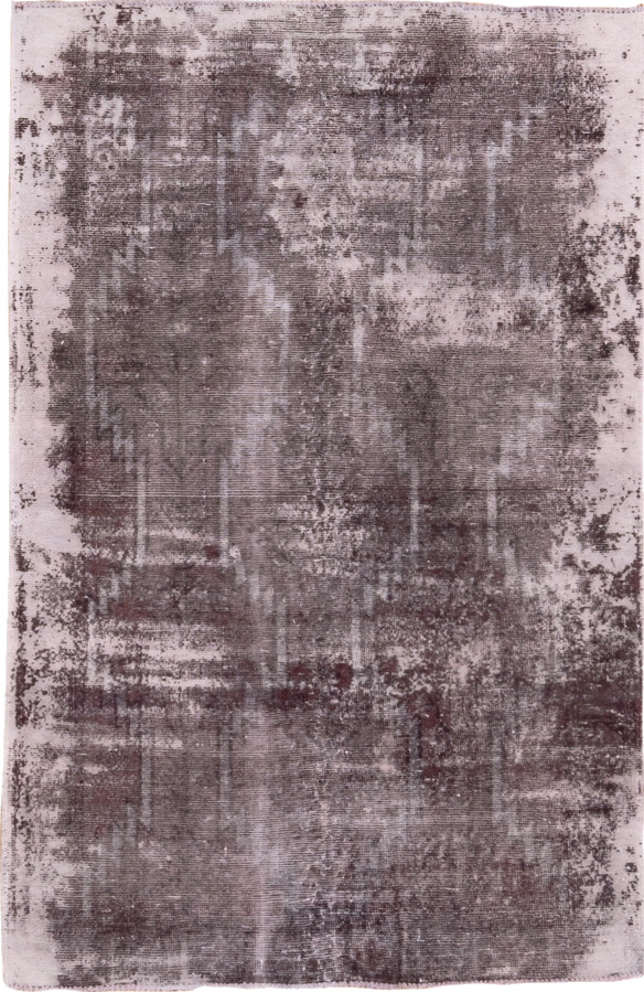 4' x 5' one-of-a-kind handmade vintage Distressed small size rug. Color palette: gainsboro, gray, light gray, off-white