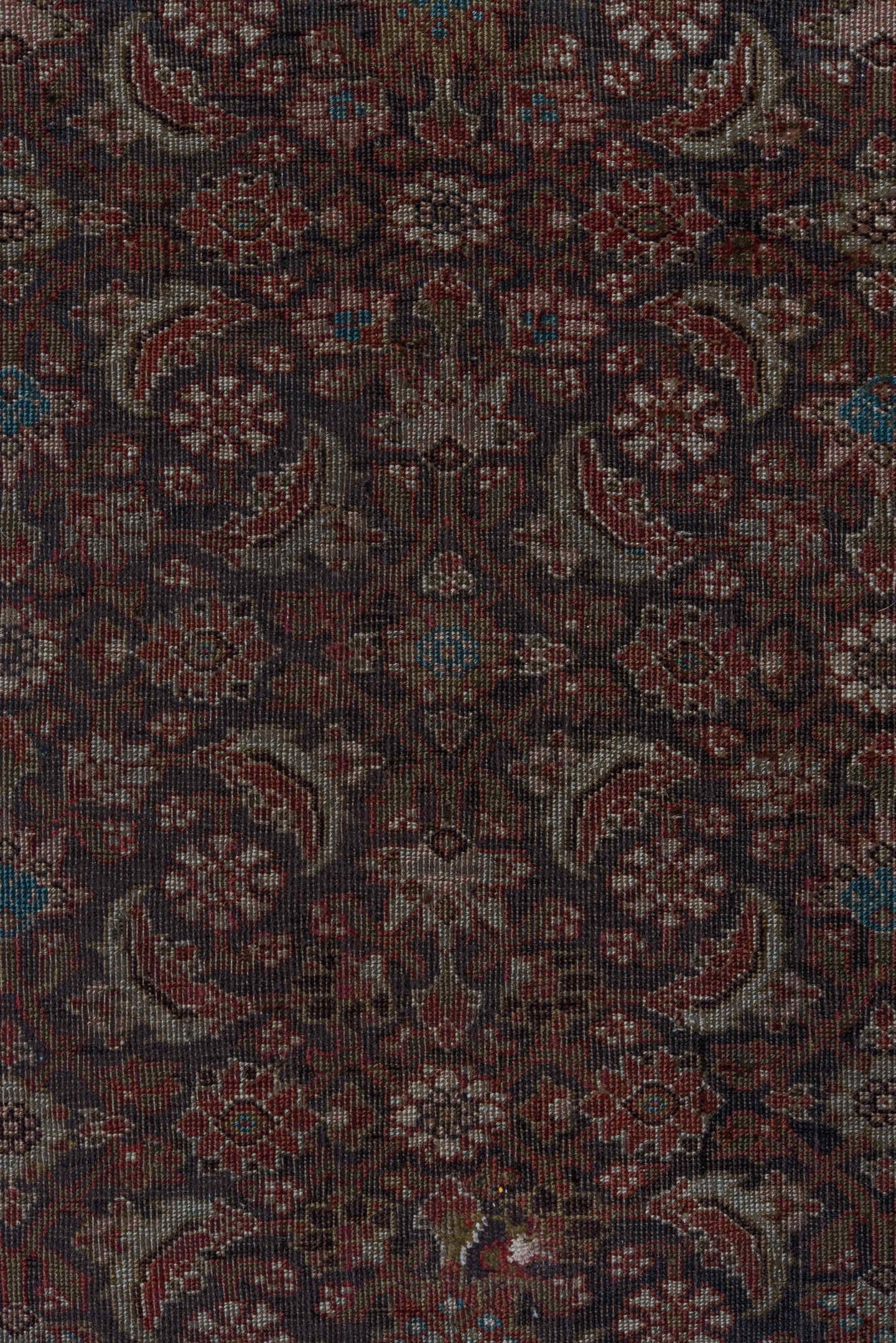 4' x 6' one-of-a-kind handmade antique Bidjar small size rug. Color palette: rust, brown, ivory, sage, rose, slate, burgundy