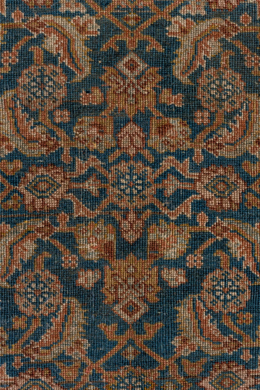 5' x 11' one-of-a-kind handmade antique Bidjar rug. Color palette: rust, blue, ivory, camel, slate, taupe, gold, terracotta