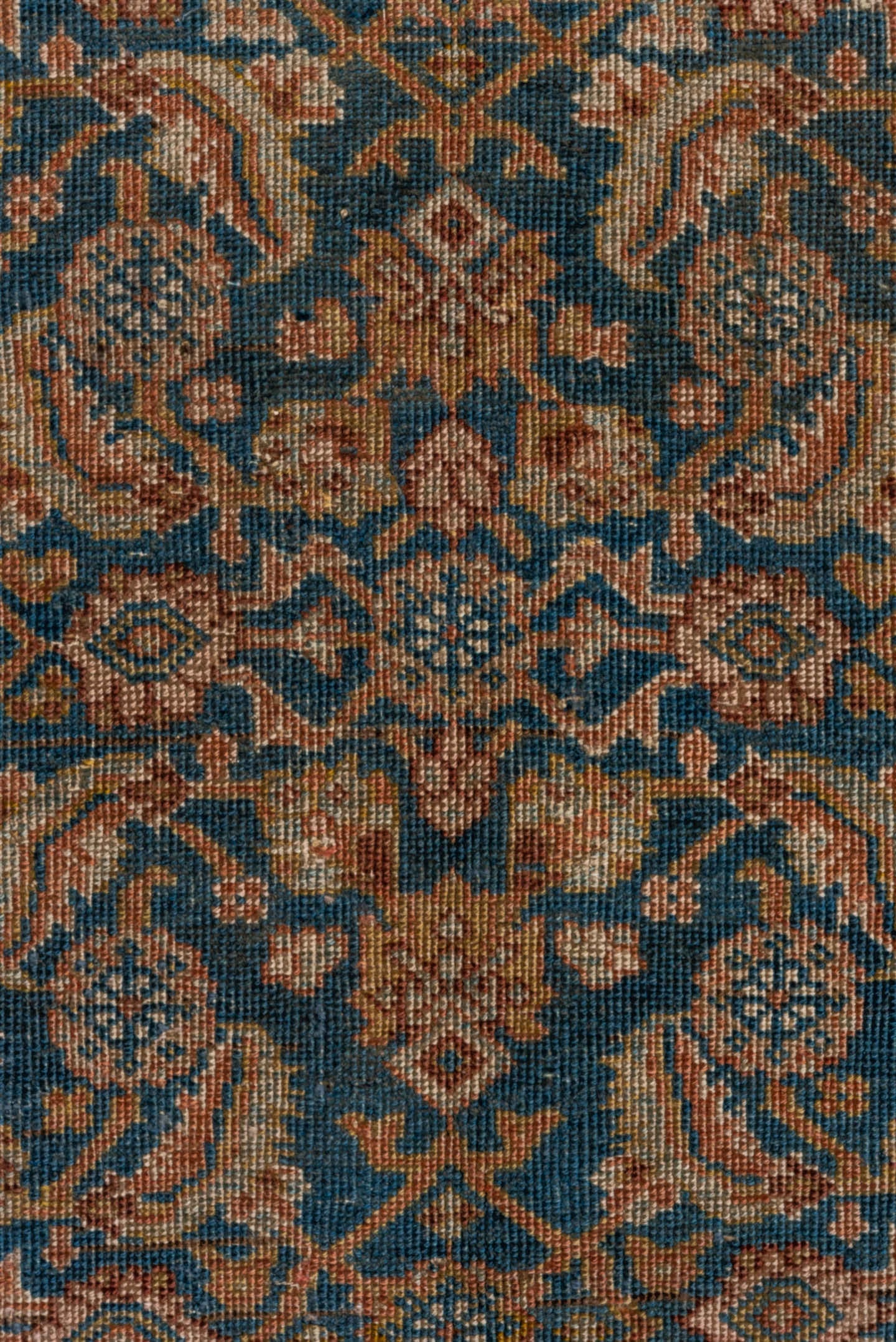 5' x 11' one-of-a-kind handmade antique Bidjar rug. Color palette: rust, blue, ivory, camel, slate, taupe, gold, terracotta