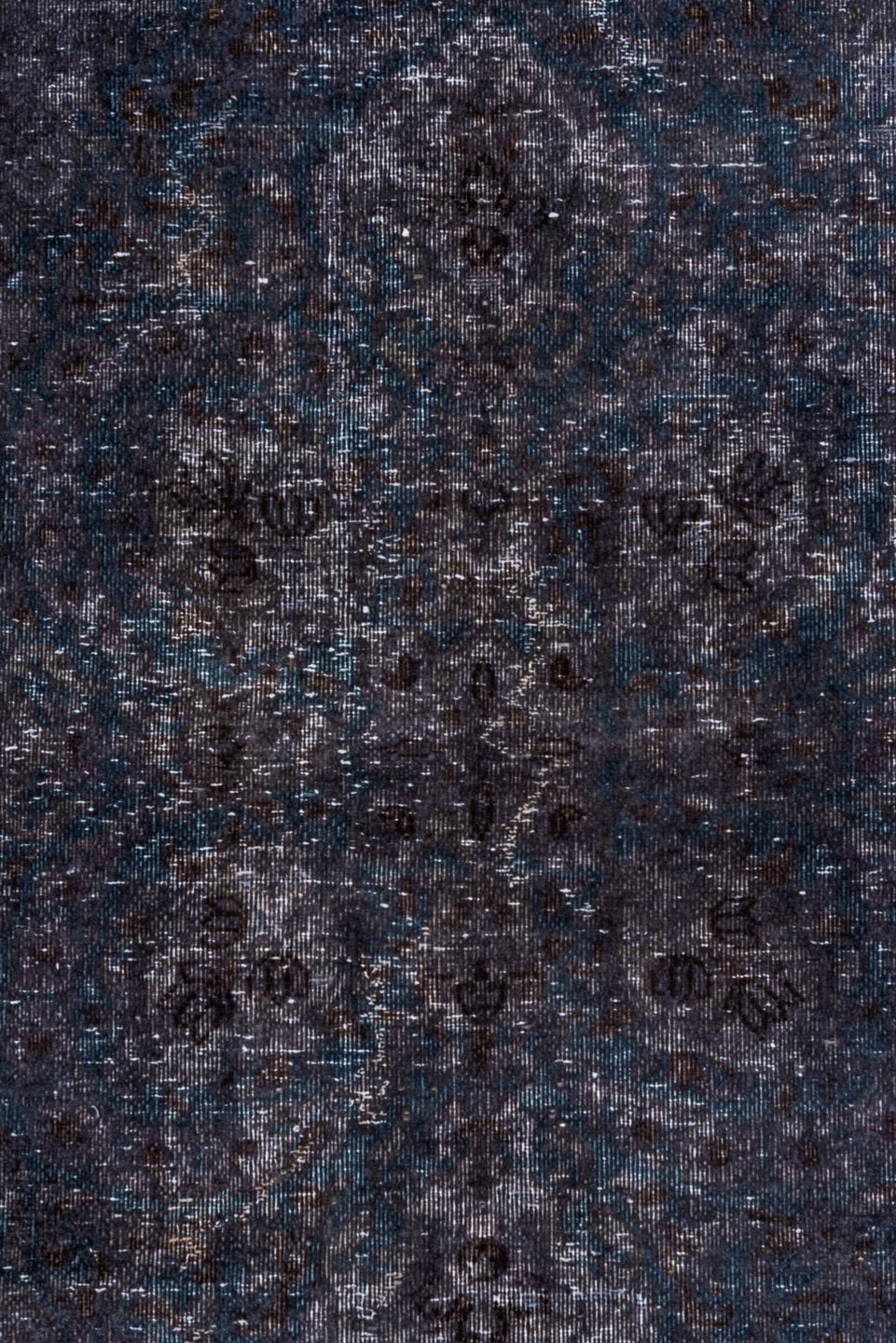 10' x 12' one-of-a-kind handmade antique Overdyed large size rug. Color palette: charcoal, indigo, slate, teal, ink, blue