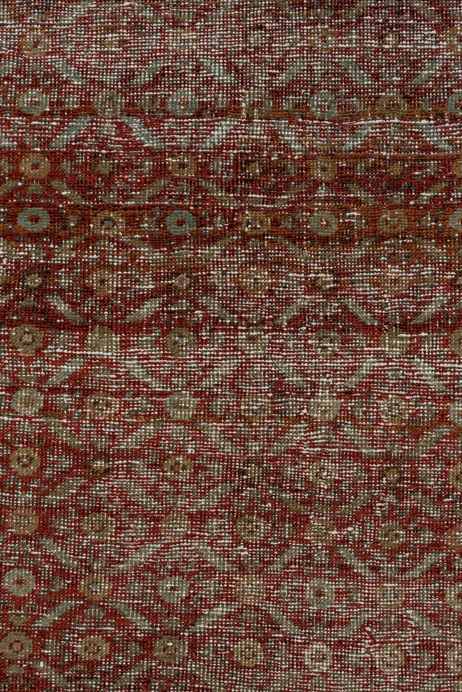 2' x 10' one-of-a-kind handmade antique NW Persian runner rug. Color palette: taupe, rust, terra cotta, brown, ivory