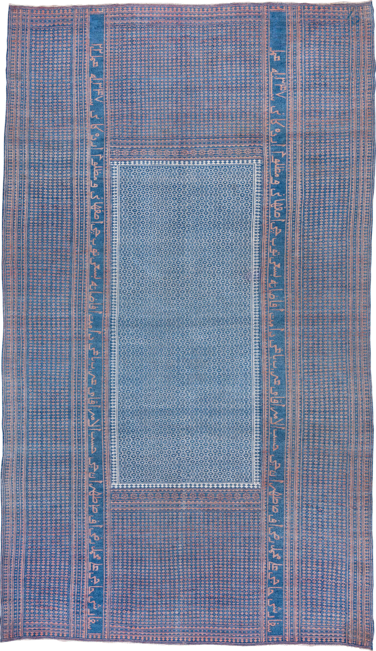 10' x 17' one-of-a-kind handmade vintage Kilim rug. Color palette: blue, fiord, gray, light blue, light gray, off-white