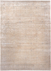 8' x 12' one-of-a-kind handmade vintage Sivas large size rug. Color palette: beige, ivory, taupe, pale blue, cream