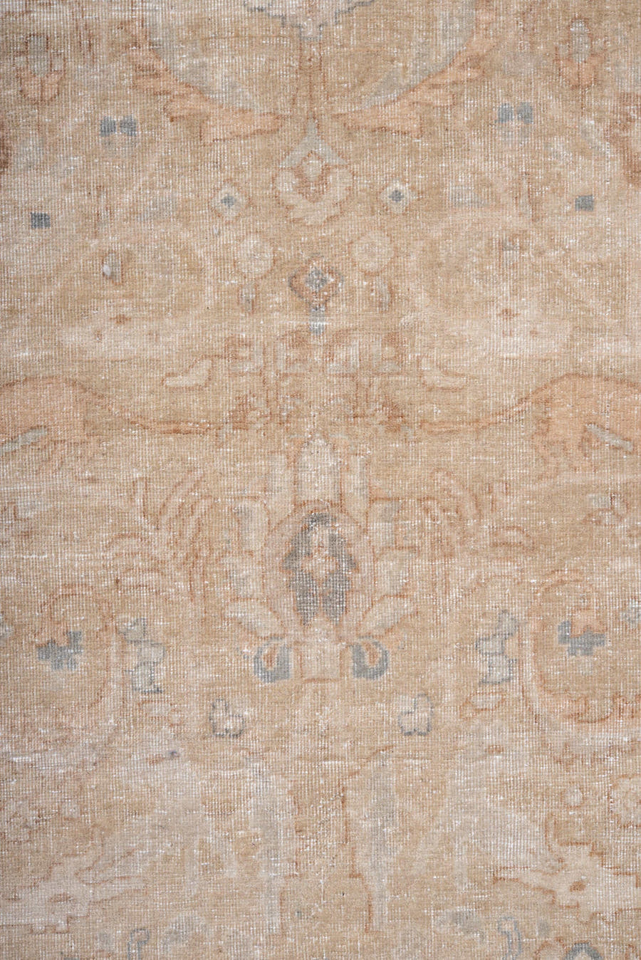 8' x 12' one-of-a-kind handmade vintage Sivas large size rug. Color palette: beige, ivory, taupe, pale blue, cream