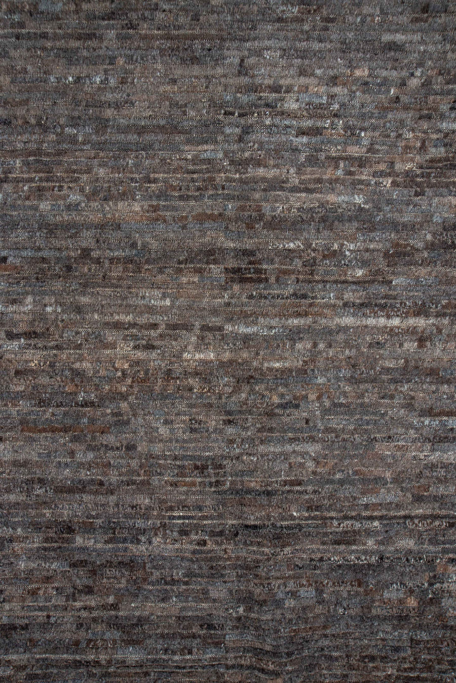 9' x 12' one-of-a-kind handmade vintage Tulu large size rug. Color palette: taupe, brown, charcoal, mushroom, espresso
