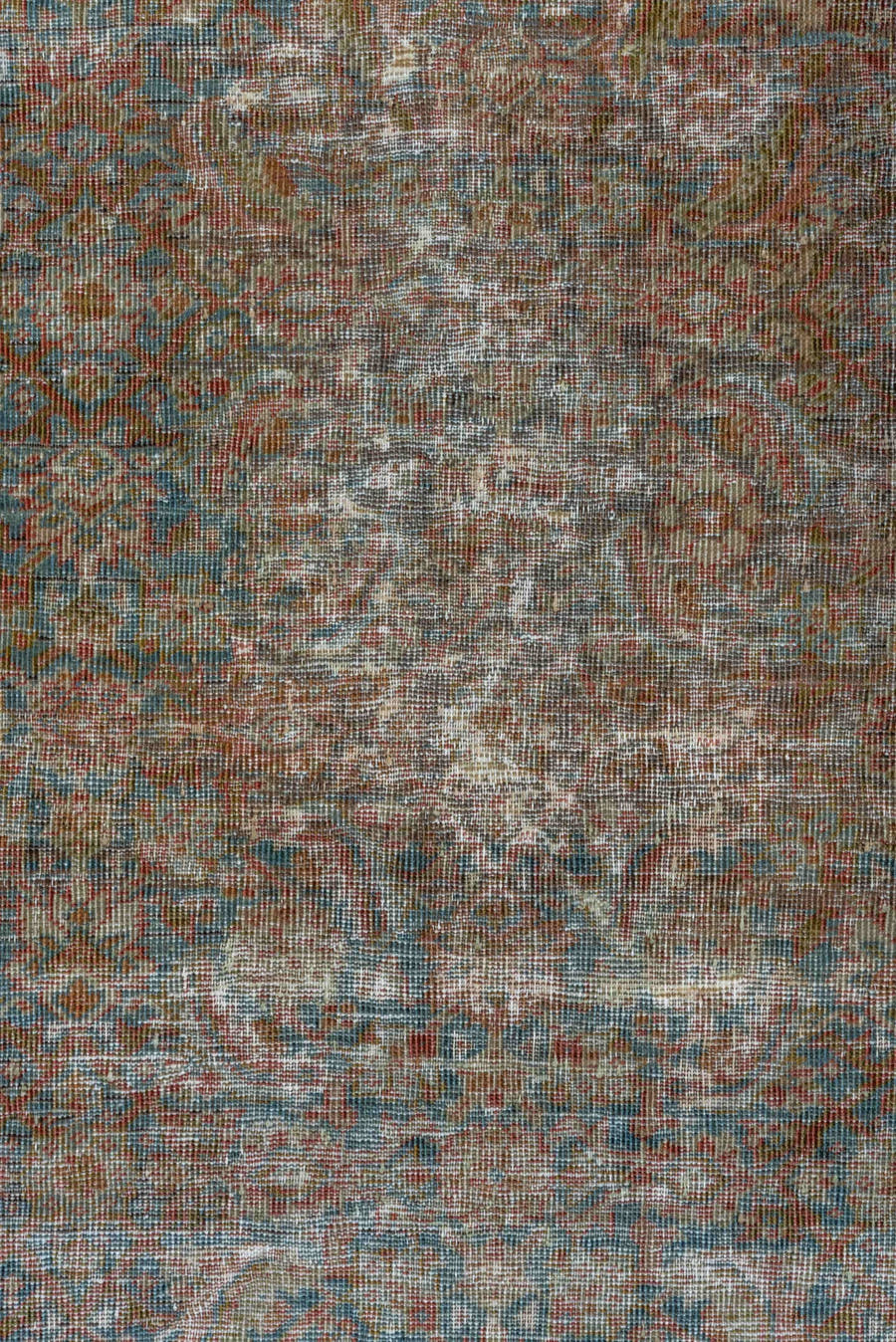 4' x 6' one-of-a-kind handmade antique Farahan small size rug. Color palette: rust, ivory, aqua, taupe, brown, slate