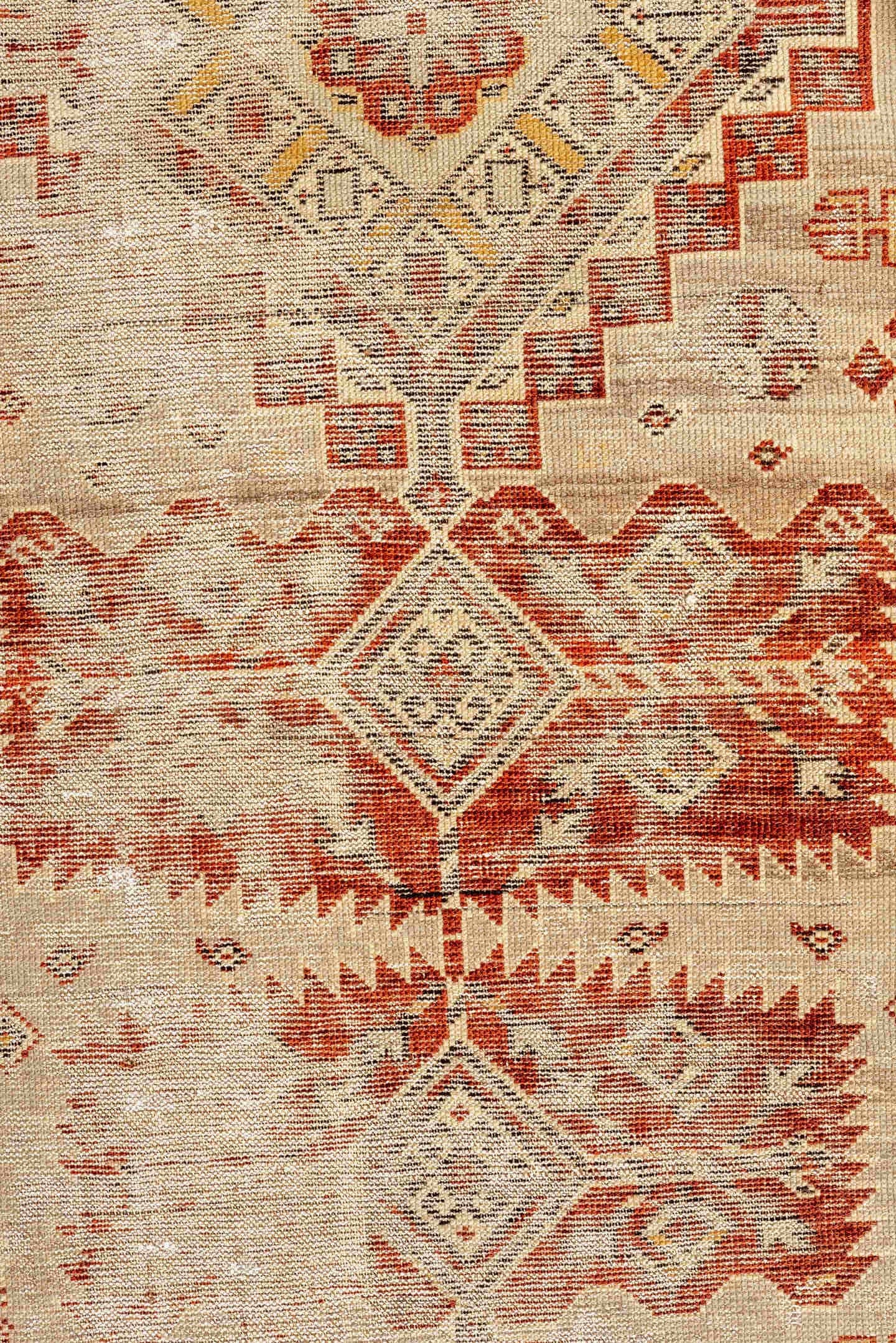 4' x 6' one-of-a-kind handmade antique Shirvan small size rug. Color palette: ivory, rust, camel, taupe, gold, brown