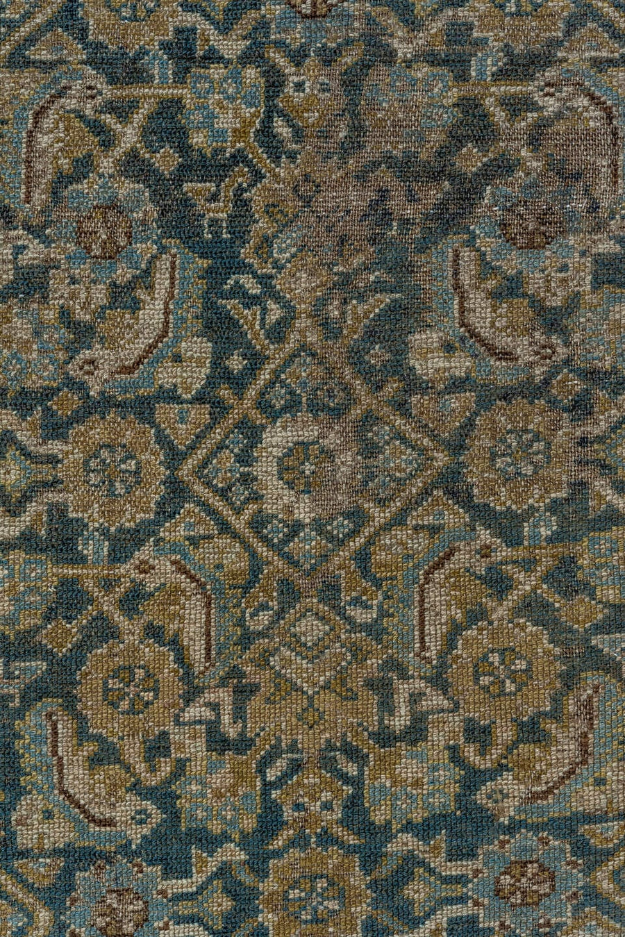 4' x 6' one-of-a-kind handmade antique Cam Hamadan small size rug. Color palette: blue, taupe, ivory, brown, beige, camel