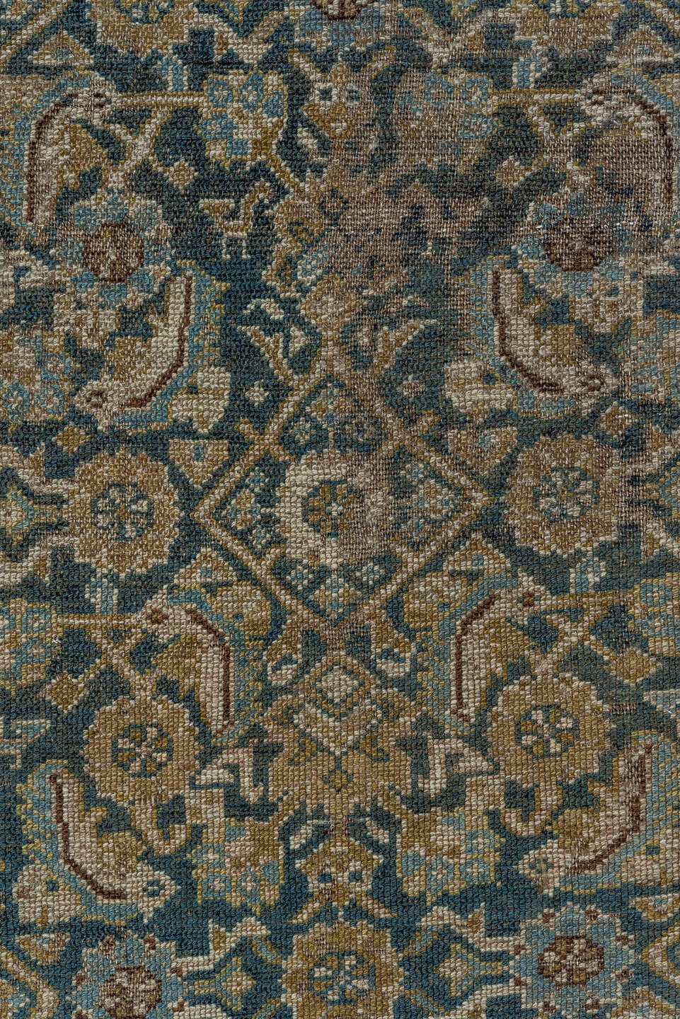 4' x 6' one-of-a-kind handmade antique Cam Hamadan small size rug. Color palette: blue, taupe, ivory, brown, beige, camel